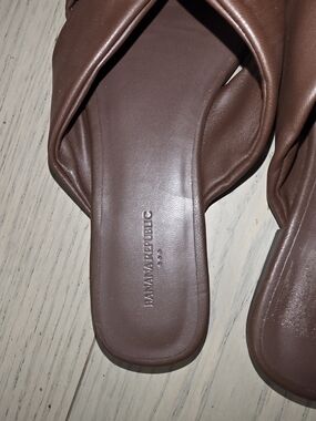 Banana Republic Chocolate Brown Leather Slide Mules